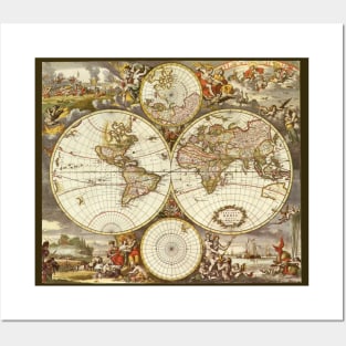 Antique Old World Map by Frederick de Wit, c. 1680 Posters and Art